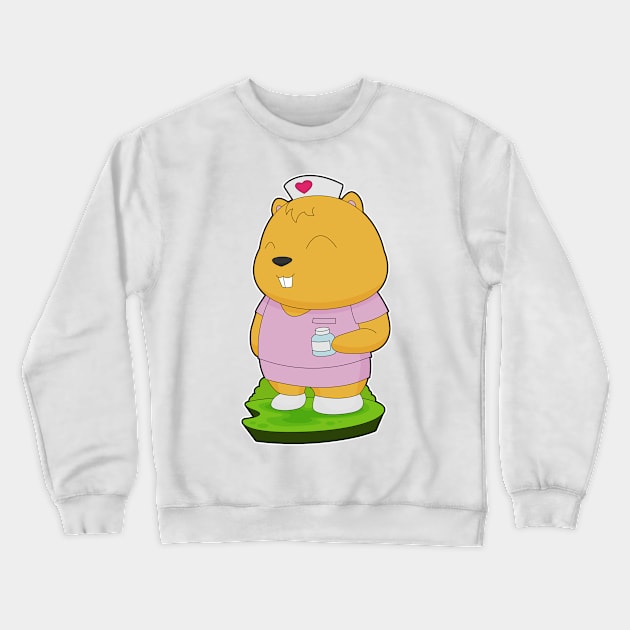 Hamster Nurse Medicine Crewneck Sweatshirt by Markus Schnabel